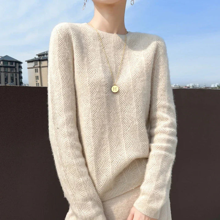 Women's Merino Wool Chevron Knit Jumper – Relaxed Fit Knitwear