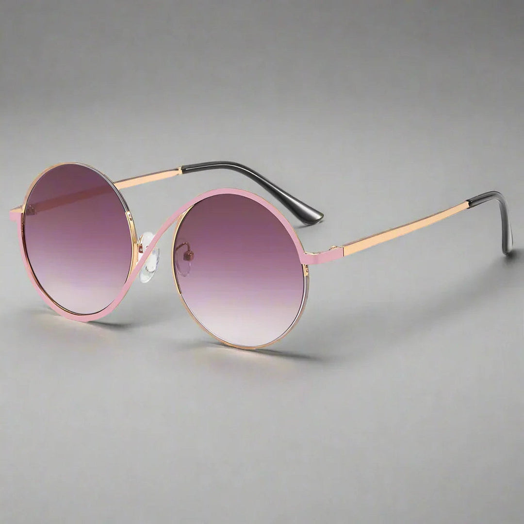 "Women's Round Metal Sunglasses – Retro Gradient Lenses, UV Protection"