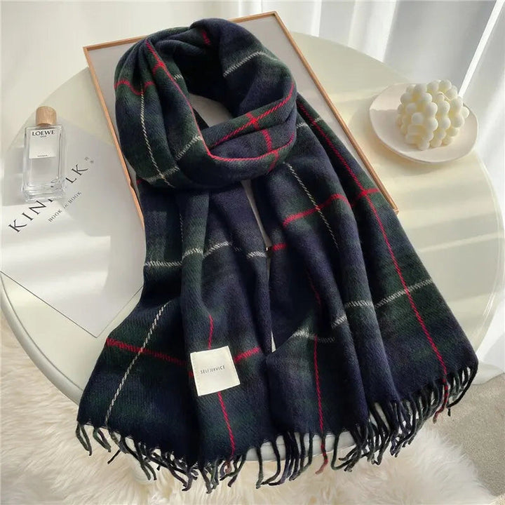 Women's Cashmere-Blend Plaid Scarf – Lightweight Winter Layer