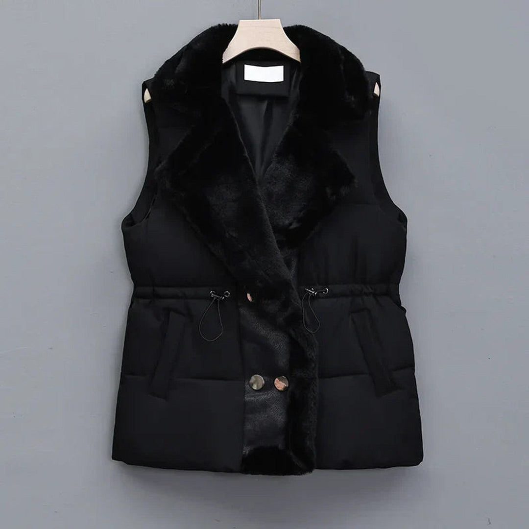 Women's Padded Gilet with Faux Fur Collar – Warm Layering Vest