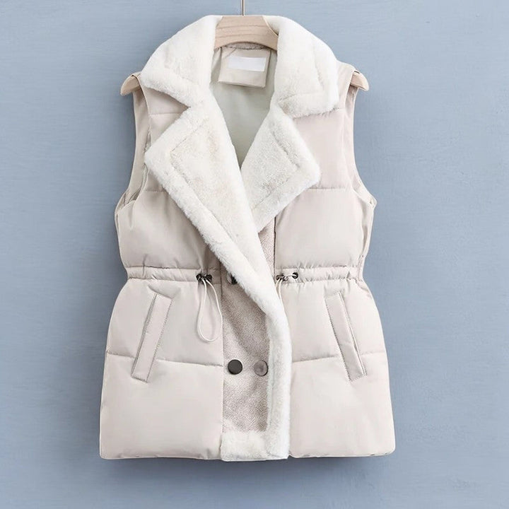 Women's Padded Gilet with Faux Fur Collar – Warm Layering Vest