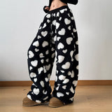 Women's Teddy Fleece Heart Trousers – Cosy Lounge Bottoms
