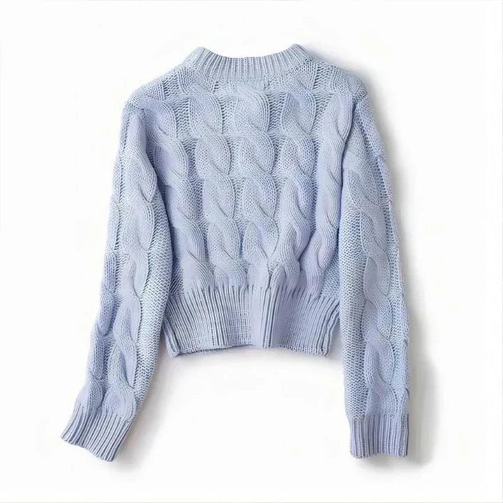 Women's Soft Cropped Knit Jumper – Easy Layering Essential – Blue