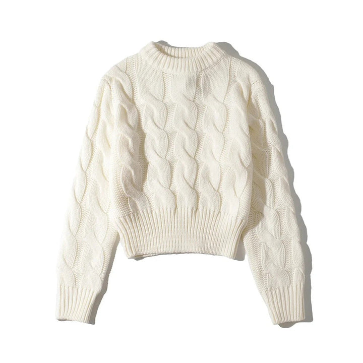 Women's Soft Cropped Knit Jumper – Easy Layering Essential – Beige