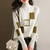 Women's Patchwork Knit Jumper – Cosy Textured Everyday Layer
