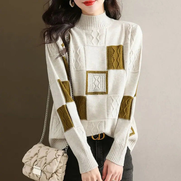 Women's Patchwork Knit Jumper – Cosy Textured Everyday Layer – view 7