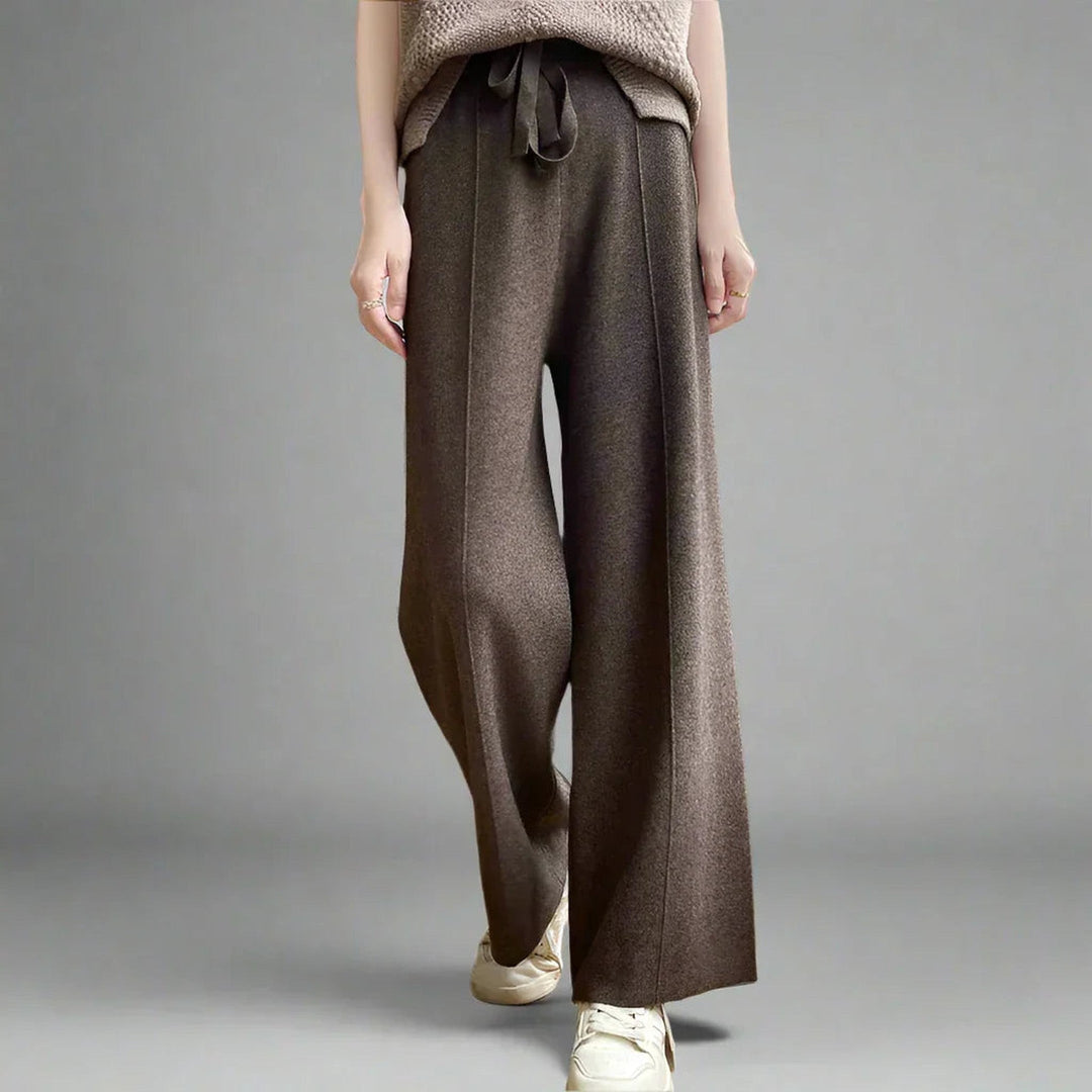 Women's Cashmere Wide-Leg Trousers – Drawstring Lounge Luxury – view 2