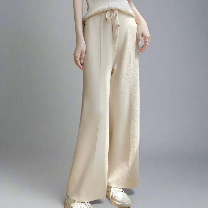 Women's Cashmere Wide-Leg Trousers – Drawstring Lounge Luxury – view 3