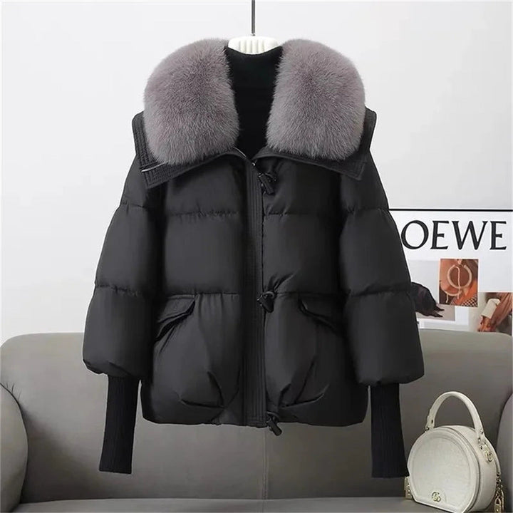Women's Quilted Puffer Jacket with Faux Fur Collar – Winter Warmth – view 4