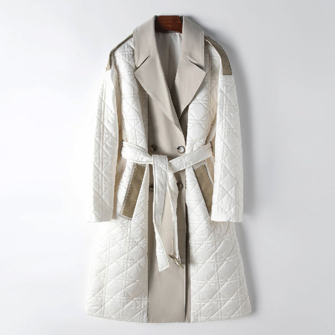 Women's Quilted Coat – Belted Longline Winter Layer – view 2