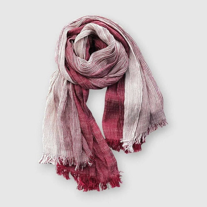 Camden Striped Cotton Scarf – Soft Everyday Layering Piece – Red