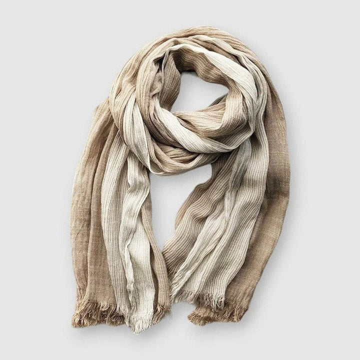 Camden Striped Cotton Scarf – Soft Everyday Layering Piece – Khaki