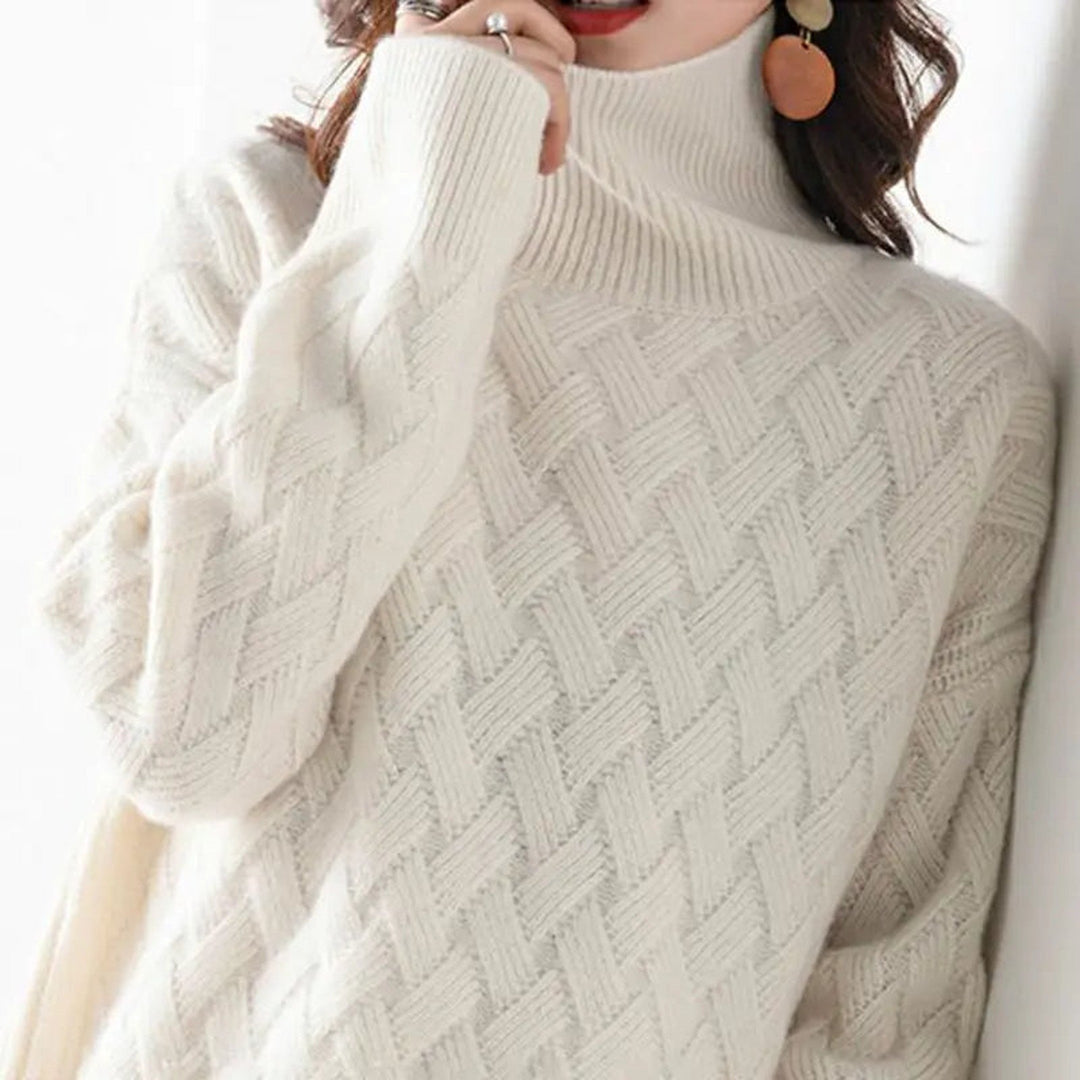 Women's Cashmere Blend Turtleneck Jumper – Ribbed Knit – view 3