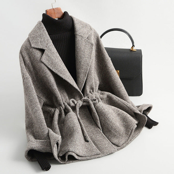 Women's Wool Knit Cardigan – Shawl Collar & Tie Waist – view 2