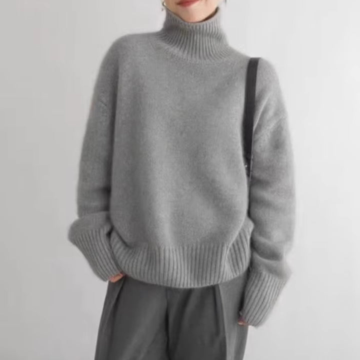 Women's Cashmere Roll Neck Jumper – Oversized Chunky Knit – view 7