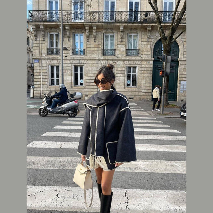 Women's 2-in-1 Scarf Coat – Plush Tailored Winter Elegance – view 3