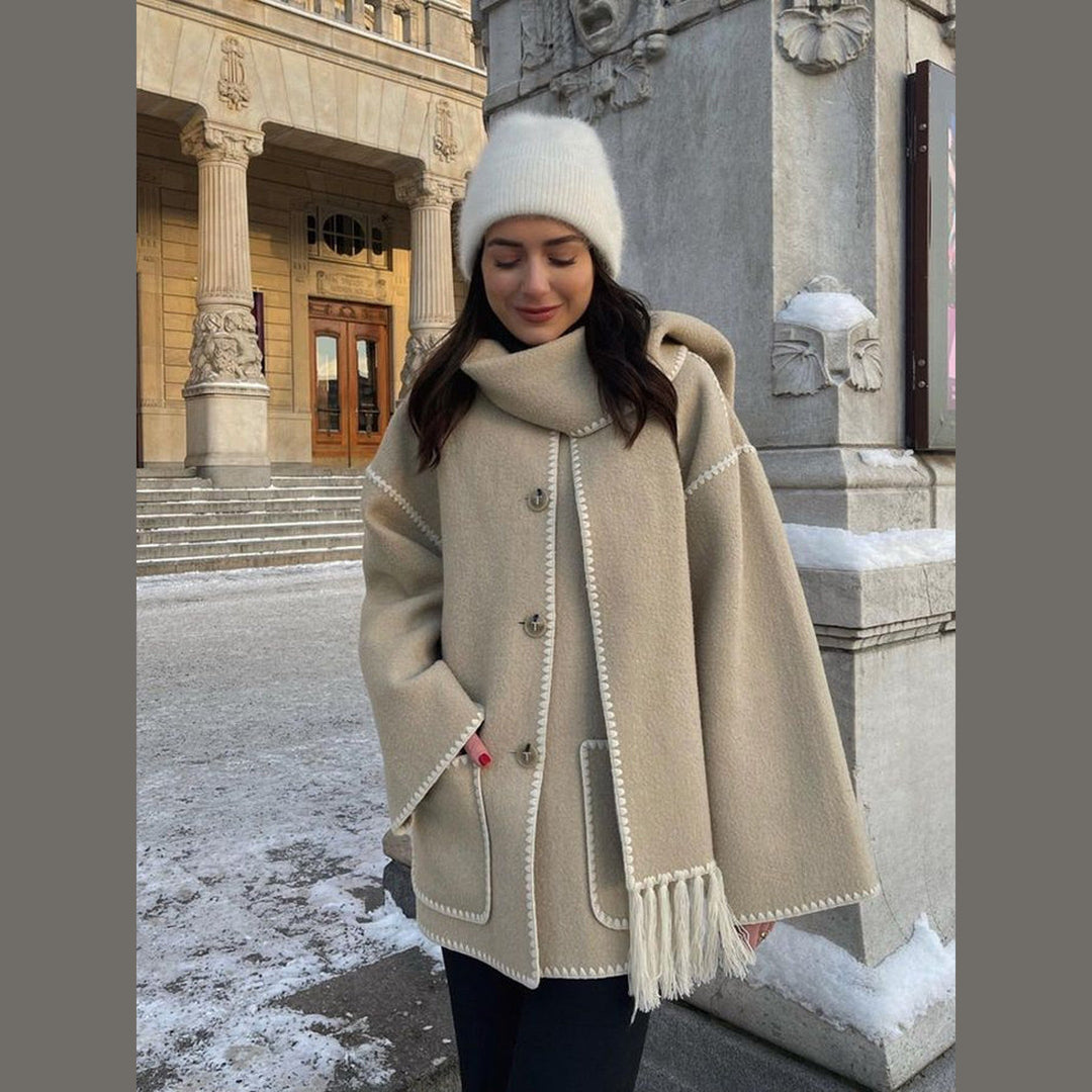 Women's 2-in-1 Scarf Coat – Plush Tailored Winter Elegance – view 6
