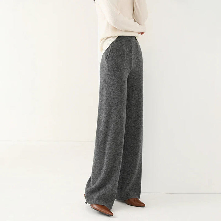 Women's Merino Wool Wide-Leg Trousers – High-Waisted Comfort