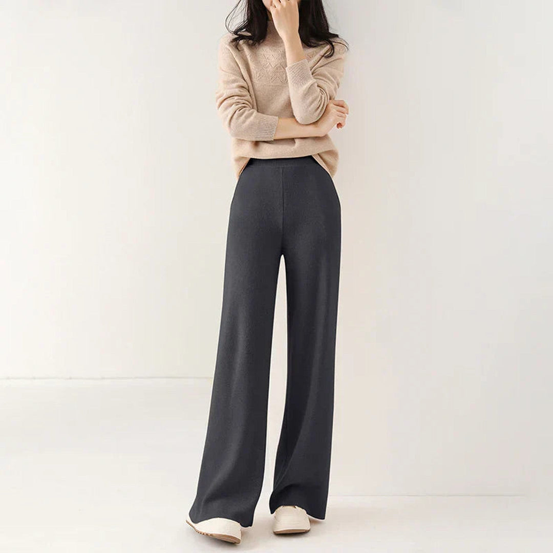 Women's Merino Wool Wide-Leg Trousers – High-Waisted Comfort
