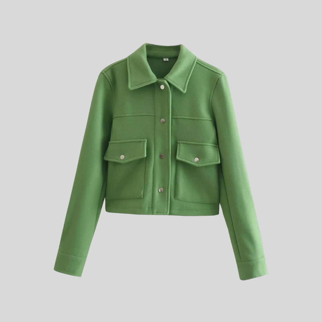 Women's Tailored Button-Front Jacket – Polished Workwear Layer – Apricot