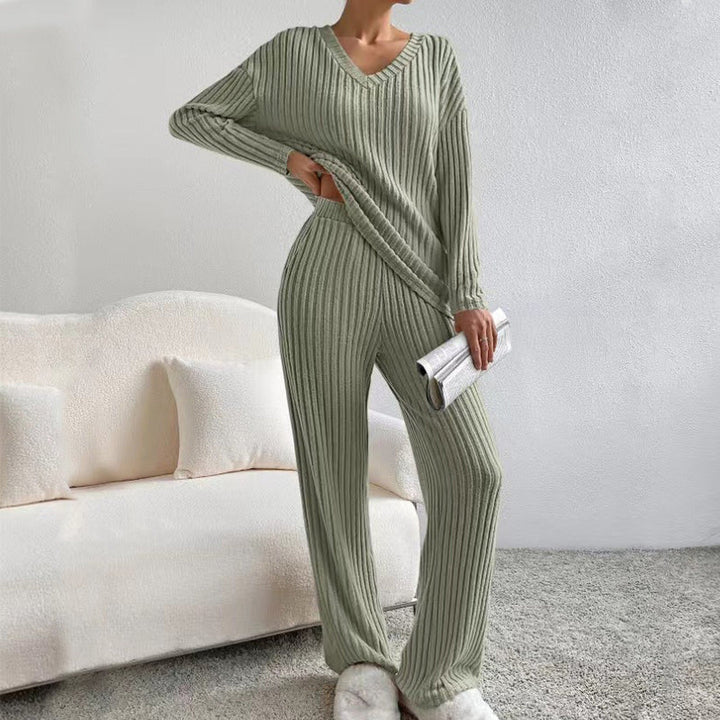 Women's Cotton Striped Co-ord Set – Blouse & Wide Leg Trousers – view 3