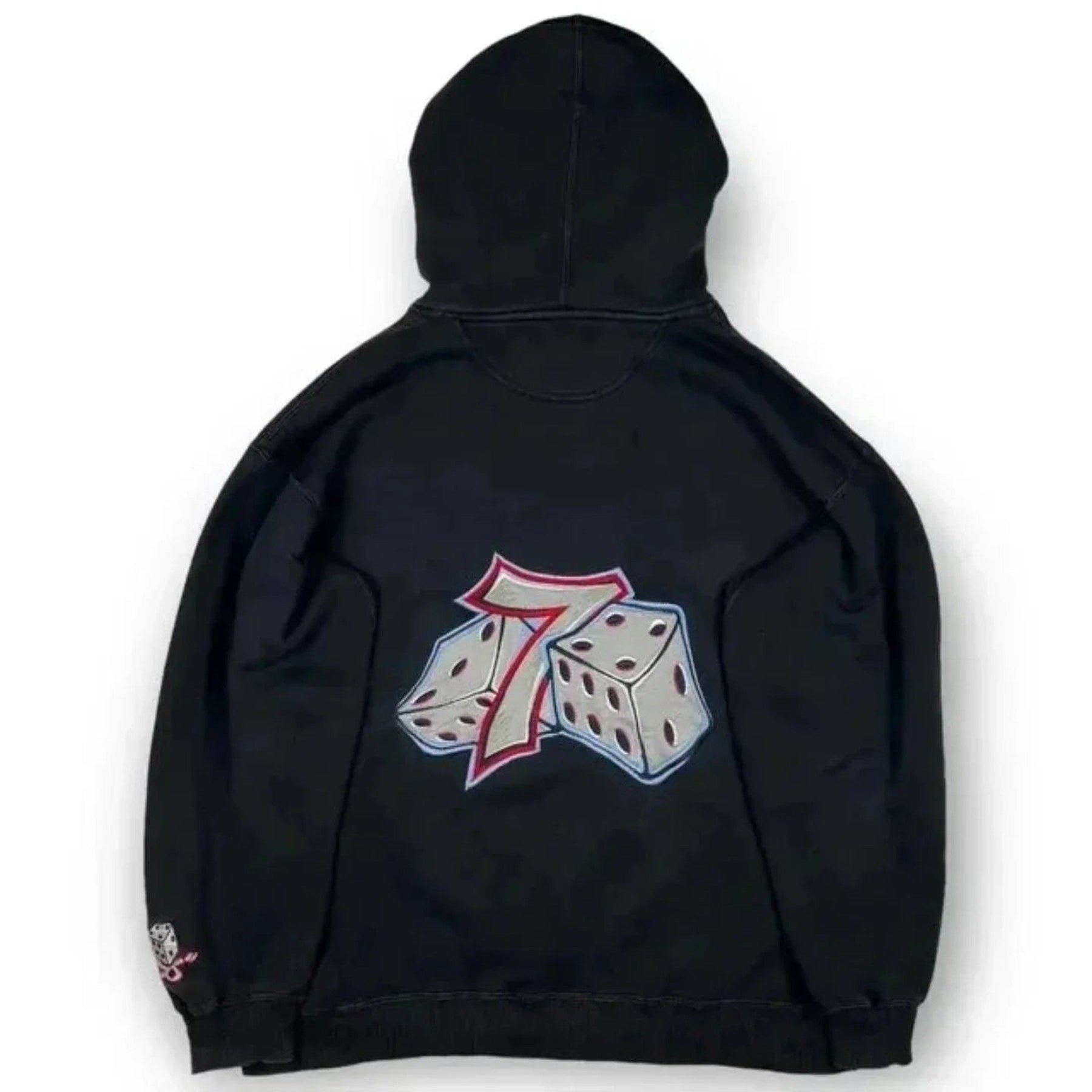 Unisex Oversized Zip-Up Hoodie – Gothic Print Cotton Blend – Black