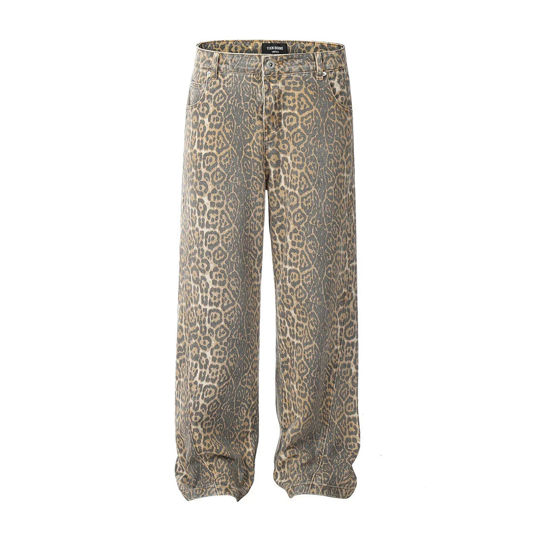 Women's Leopard Print Baggy Jeans – Relaxed Wide-Leg Denim – view 6