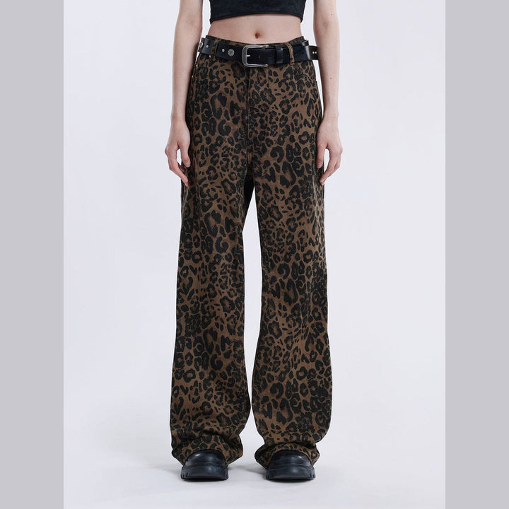 Women's Leopard Print Baggy Jeans – Relaxed Wide-Leg Denim – view 8