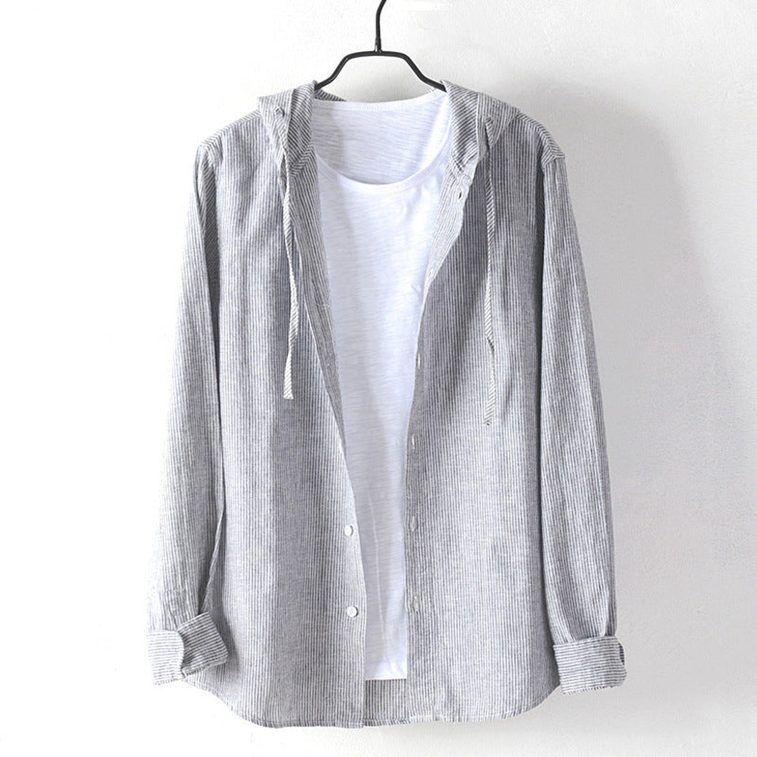 Unisex Hooded Linen Shirt – Breathable Button-Up for All Seasons – view 4