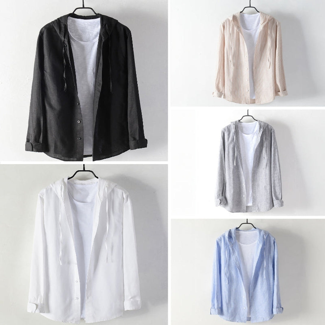 Unisex Hooded Linen Shirt – Breathable Button-Up for All Seasons – view 6