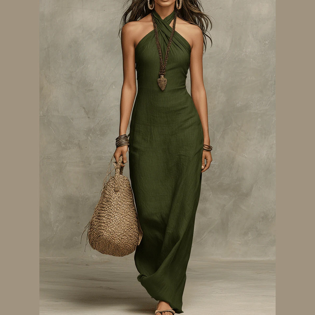 Women's Linen Halter Neck Maxi Dress – Effortless Summer Elegance – view 5