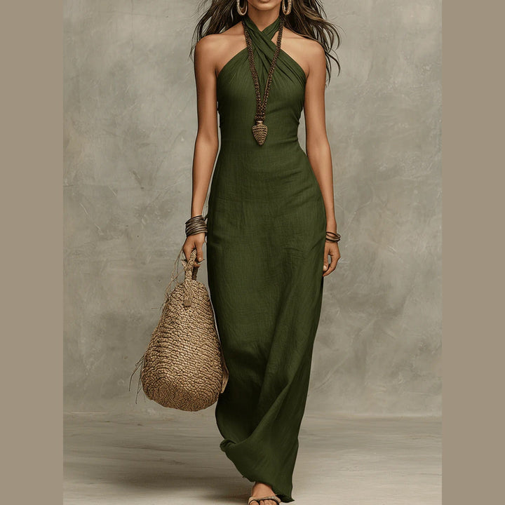 Women's Linen Halter Neck Maxi Dress – Effortless Summer Elegance – view 5