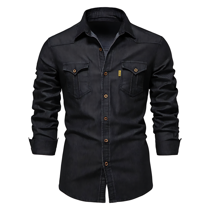 Men's Cotton Denim Shirt – Slim Fit Smart-Casual Button-Down