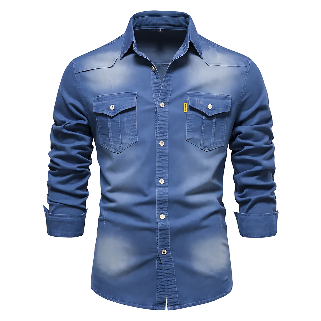 Men's Cotton Denim Shirt – Slim Fit Smart-Casual Button-Down – view 5