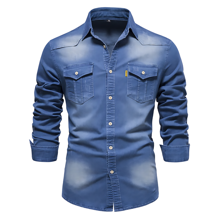 Men's Cotton Denim Shirt – Slim Fit Smart-Casual Button-Down – view 5