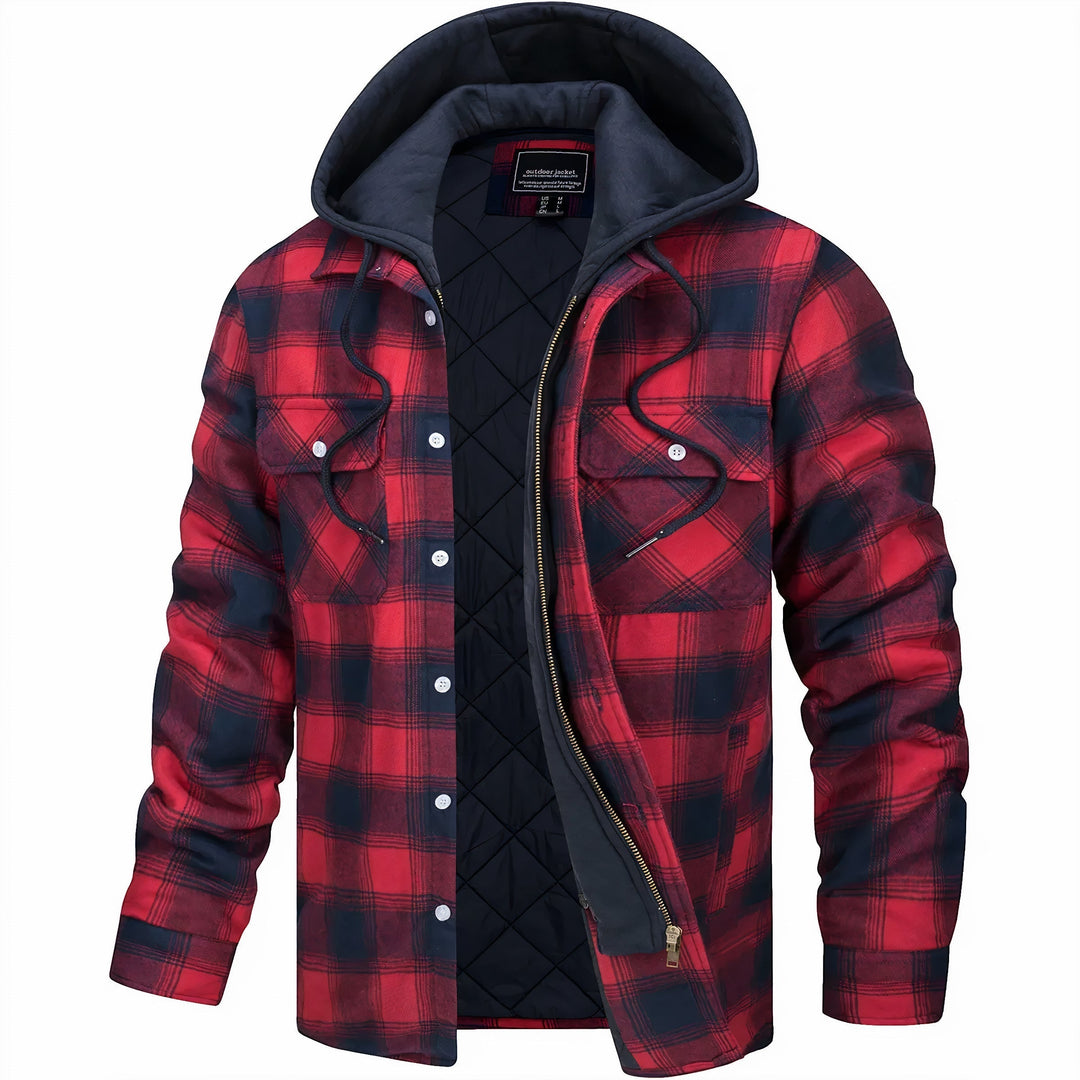 Men's Insulated Plaid Jacket – Lightweight Warm Winter Layer – Blue