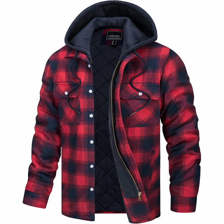 Men's Insulated Plaid Jacket – Lightweight Warm Winter Layer – Blue