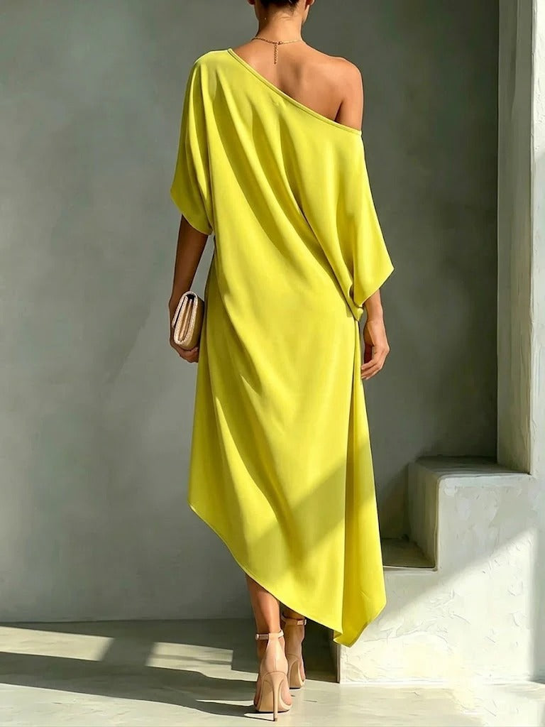 Women's Asymmetric One-Shoulder Midi Dress – Elegant Occasionwear – view 4