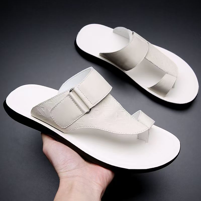 Men's Leather Sandals – Cushioned Toe-Loop Summer Slides – view 5