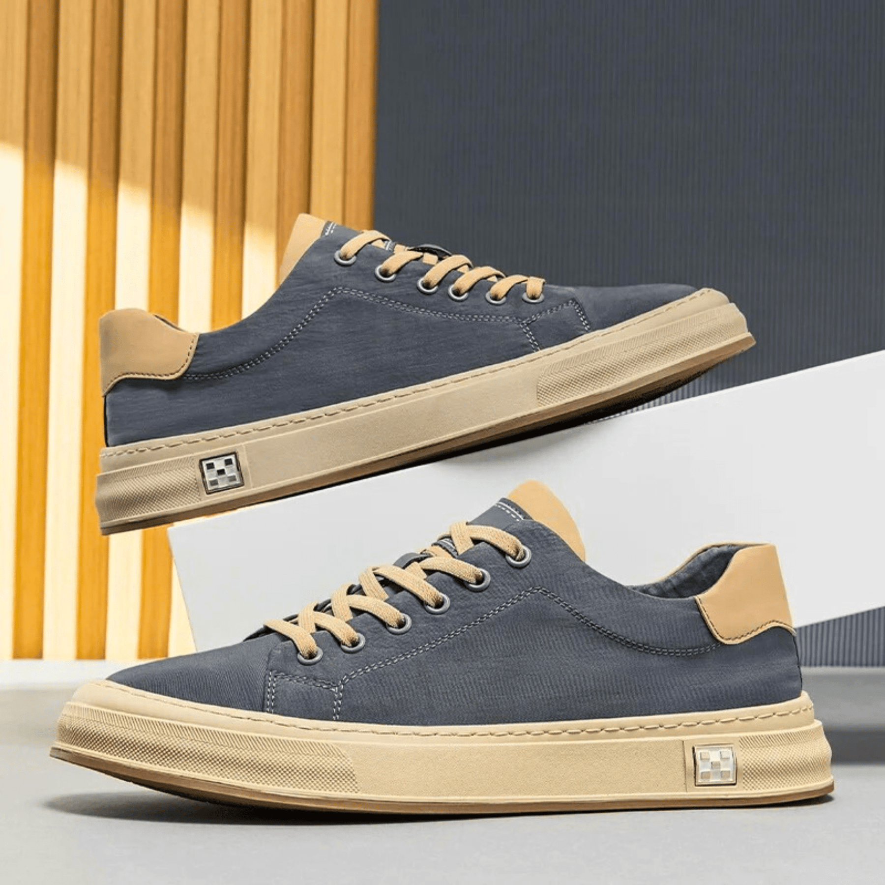 Men's Canvas Low-Top Trainers – Cushioned City Sneakers – view 2