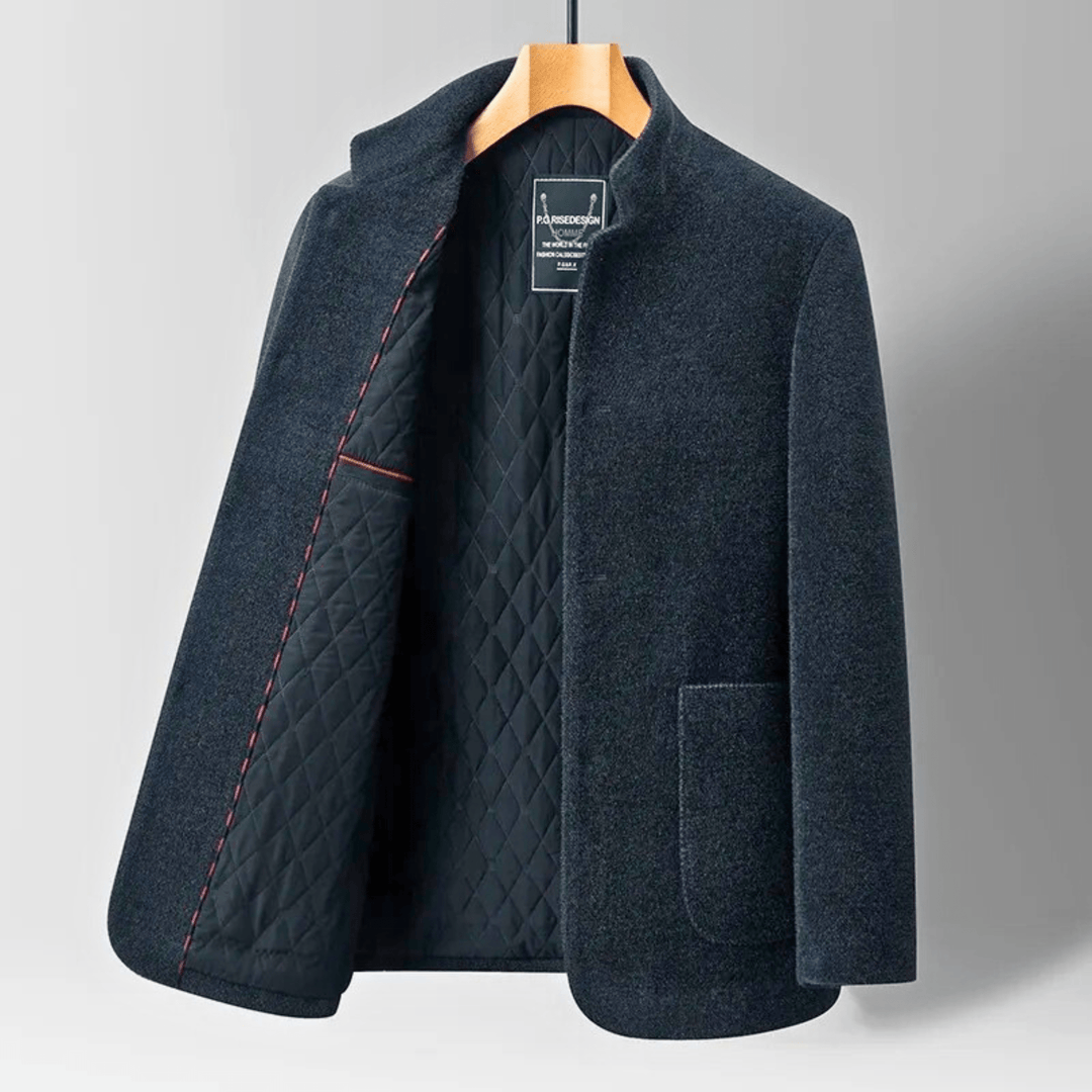 Men's Wool Blend Jacket – Quilted Stand Collar City Layer – view 3