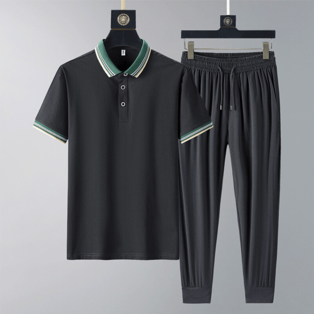 Men's Polo Lounge Set – Tipped Collar Top and Trousers – view 4