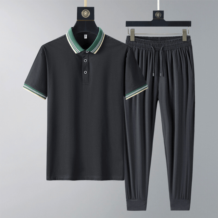 Men's Polo Lounge Set – Tipped Collar Top and Trousers – view 4