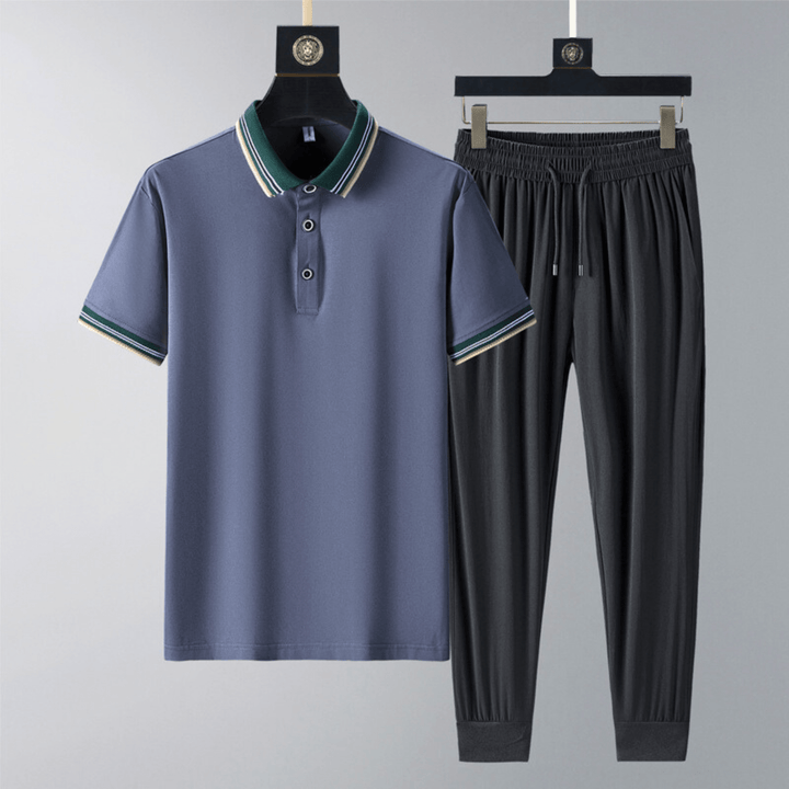 Men's Polo Lounge Set – Tipped Collar Top and Trousers – view 3
