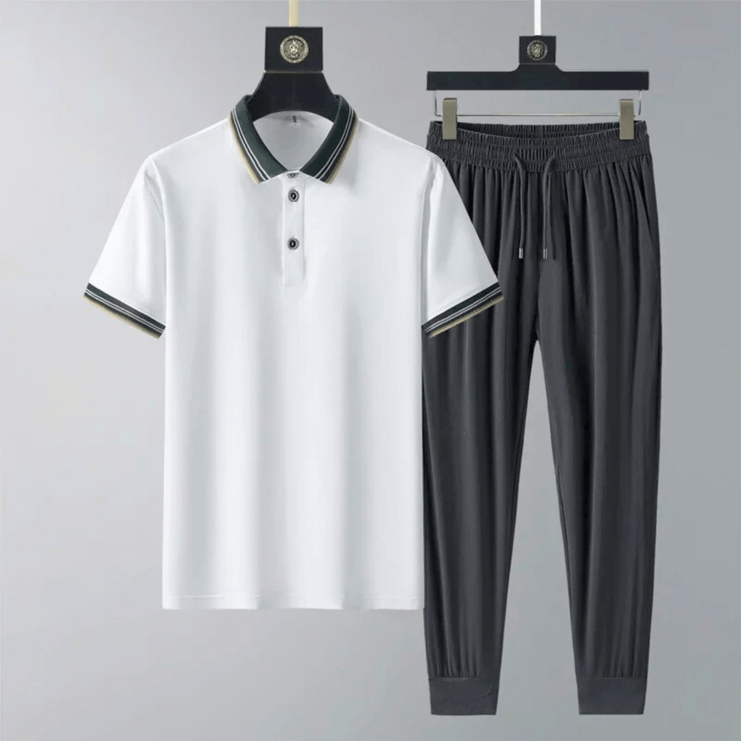 Men's Polo Lounge Set – Tipped Collar Top and Trousers – view 2