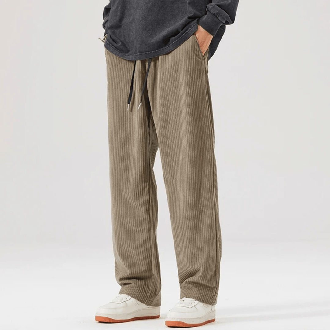 Men's Corduroy Wide-Leg Trousers – Relaxed Drawstring Fit