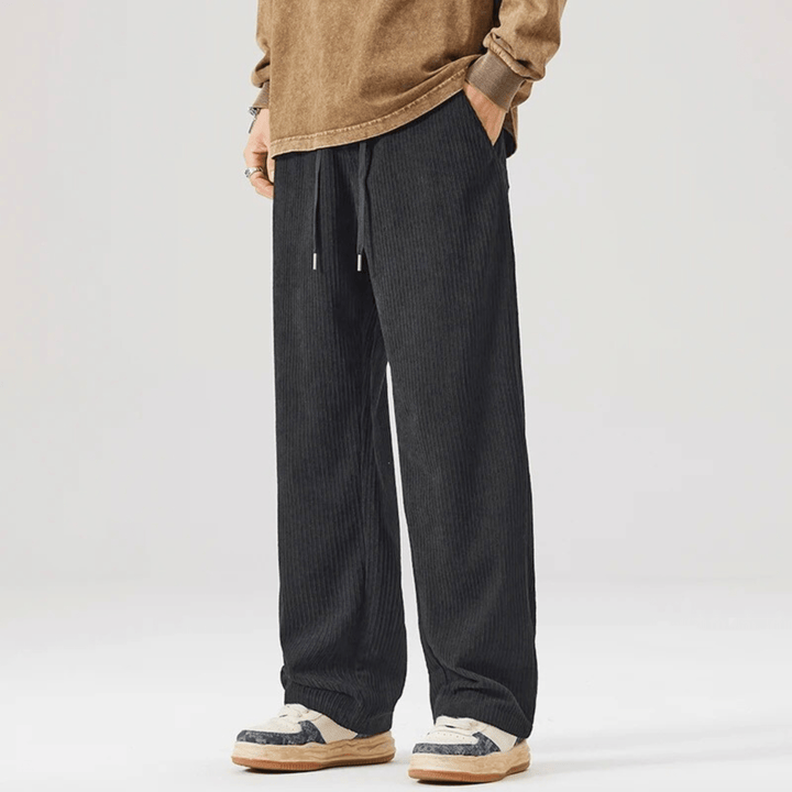 Men's Corduroy Wide-Leg Trousers – Relaxed Drawstring Fit – view 10