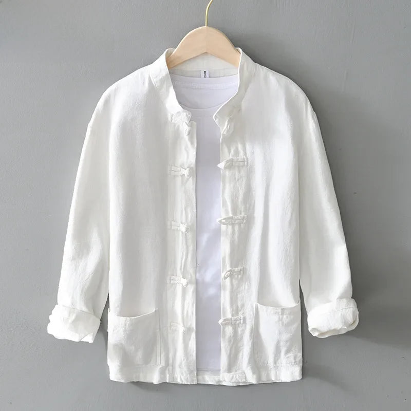 Men's Linen Mandarin Collar Shirt – Cotton-Linen Summer Shirt – view 4